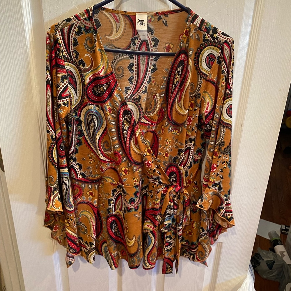 NWOT Paisley Mustard Blouse Sew In Love Size Large